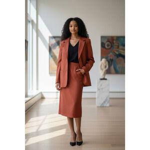 Size 10/12 Women's Alfred Dunner Rust Blazer SIZE 12 & Skirt SIZE 10 2 pc. Set